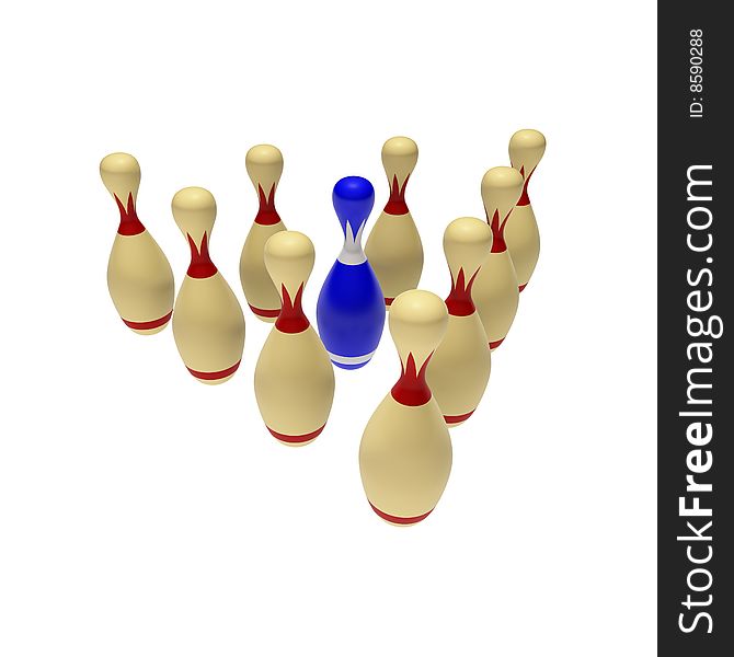 Bowling pins isolated on a white background (3d rendering)