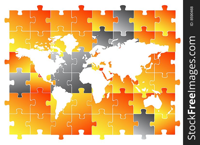 Vector illustration of puzzle world map