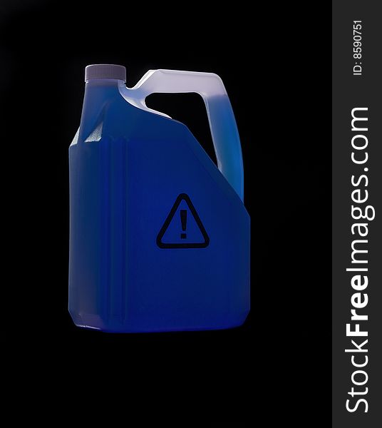 Can with biohazard content towards black background