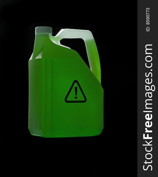 Can with biohazard content toward black background