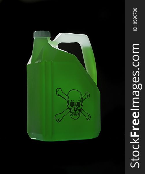 Can with green biohazard content. Can with green biohazard content