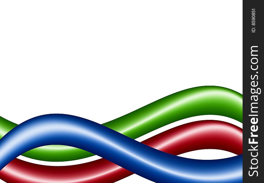 Green, blue and red curves on white background