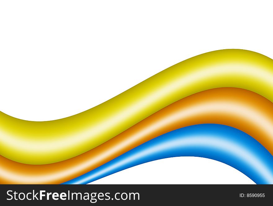 Yellow, blue and orange curves on white background. Yellow, blue and orange curves on white background