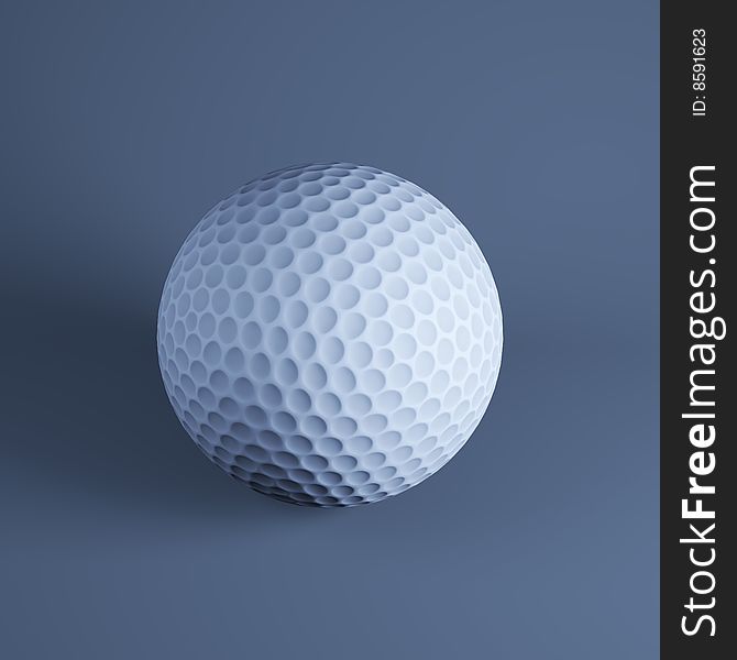 Golf Ball On A Blue Bacground