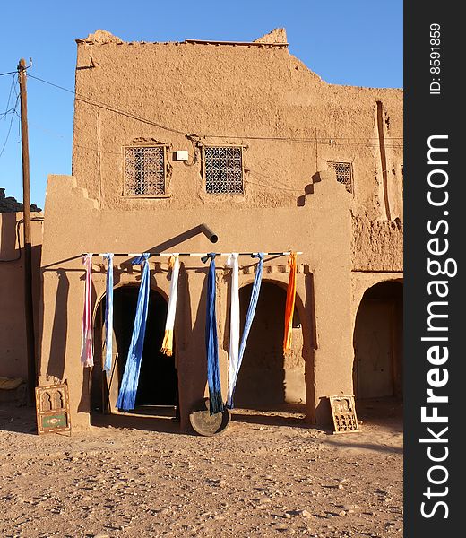 Colorful ribbons in hte shop in southern morocco