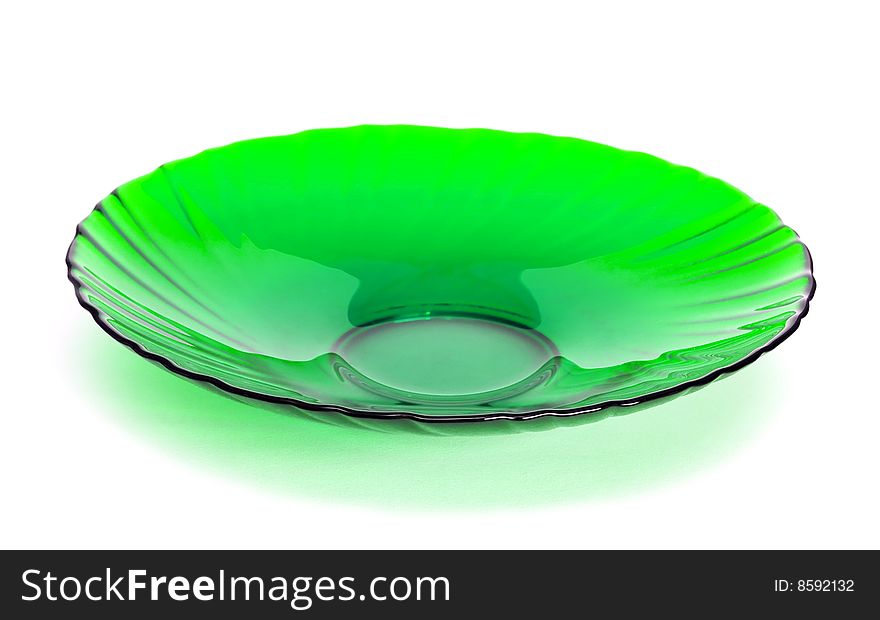 Green plate on white background