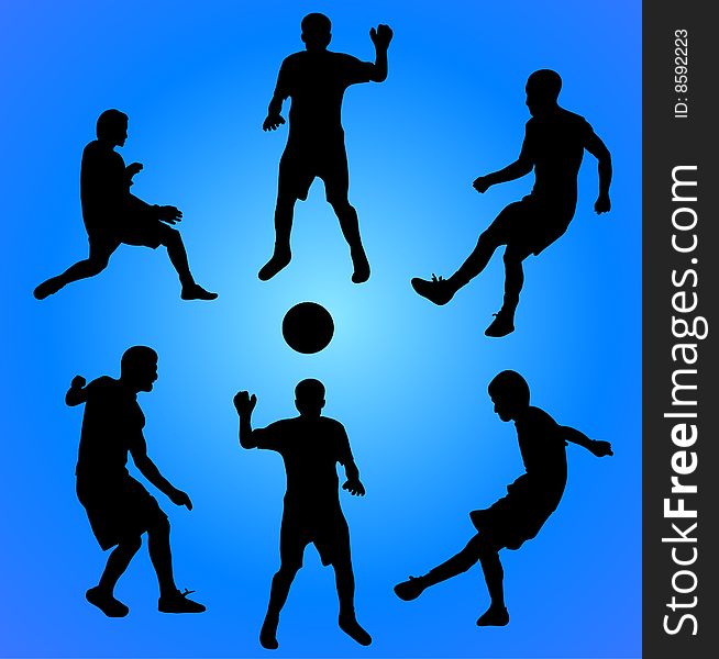 Football players at blue background. vector illustration. Football players at blue background. vector illustration