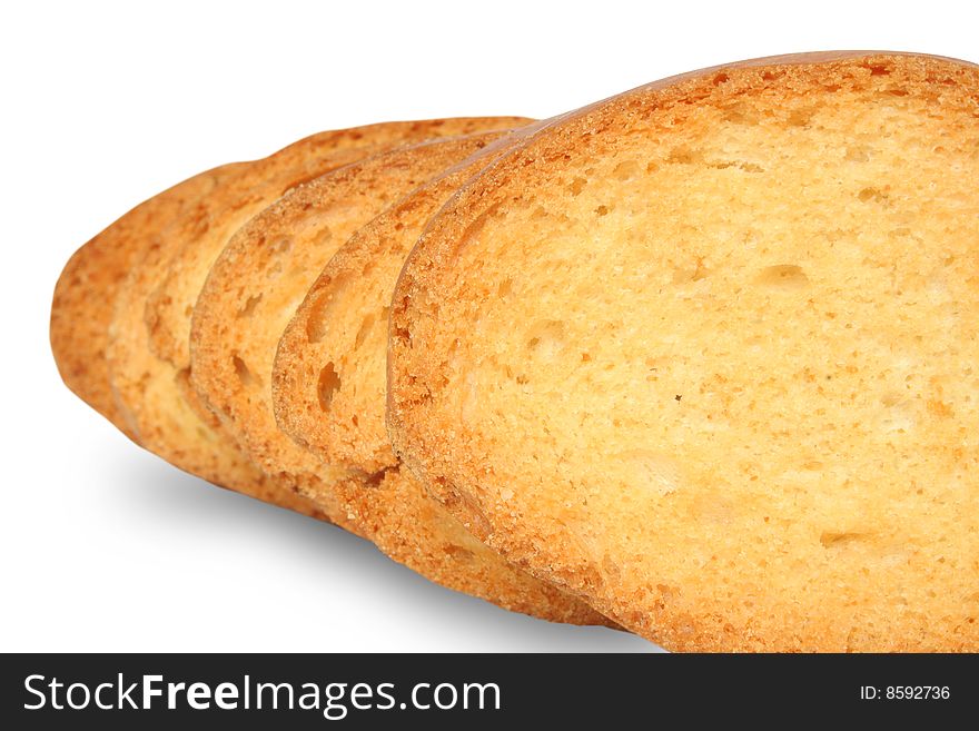 Three pieces of bread on white one