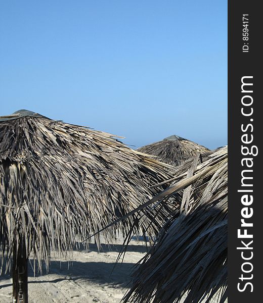 Parasols on a tropical beach