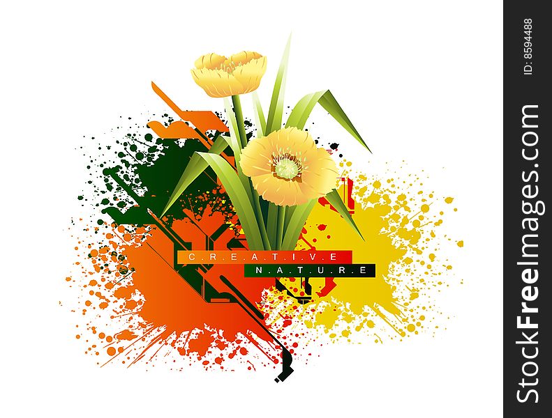 Colored spring flowers, vector file, Color and layers can be customized. Colored spring flowers, vector file, Color and layers can be customized.