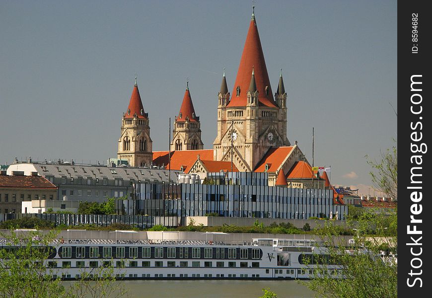 Vienna (Austria) - cathedral near to river Danube