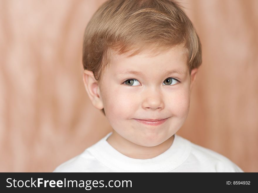 Smiling child portrait on brown