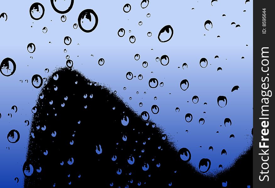 Water Droplets Rising - Vector illustration with blue background