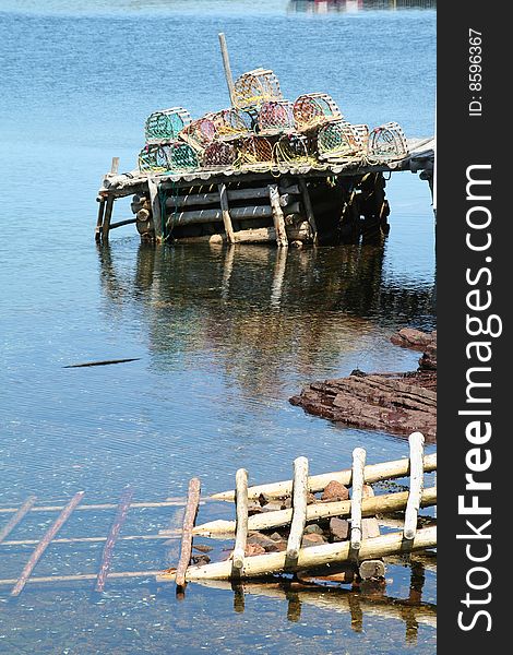 Fishing stage in Salvage where the fishermen store their fishing gear. Fishing stage in Salvage where the fishermen store their fishing gear