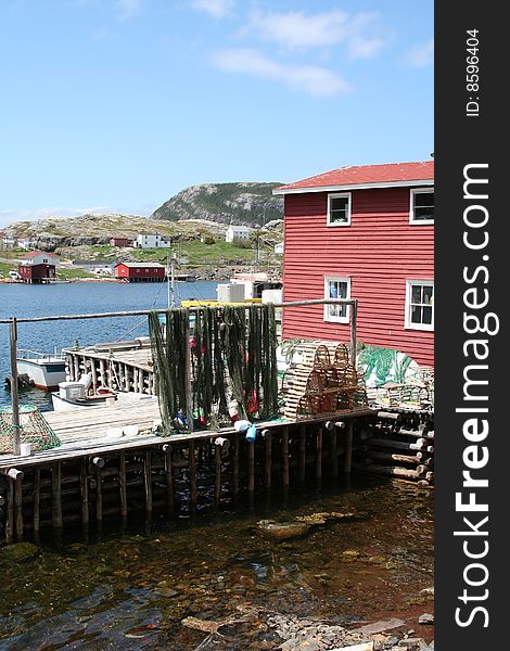 Fishing stage in Salvage where the fishermen store their fishing gear