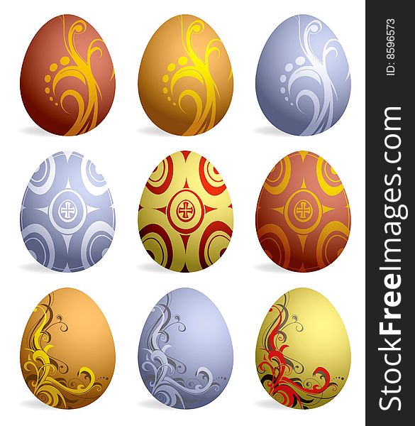 Set Of Nine Easter Eggs