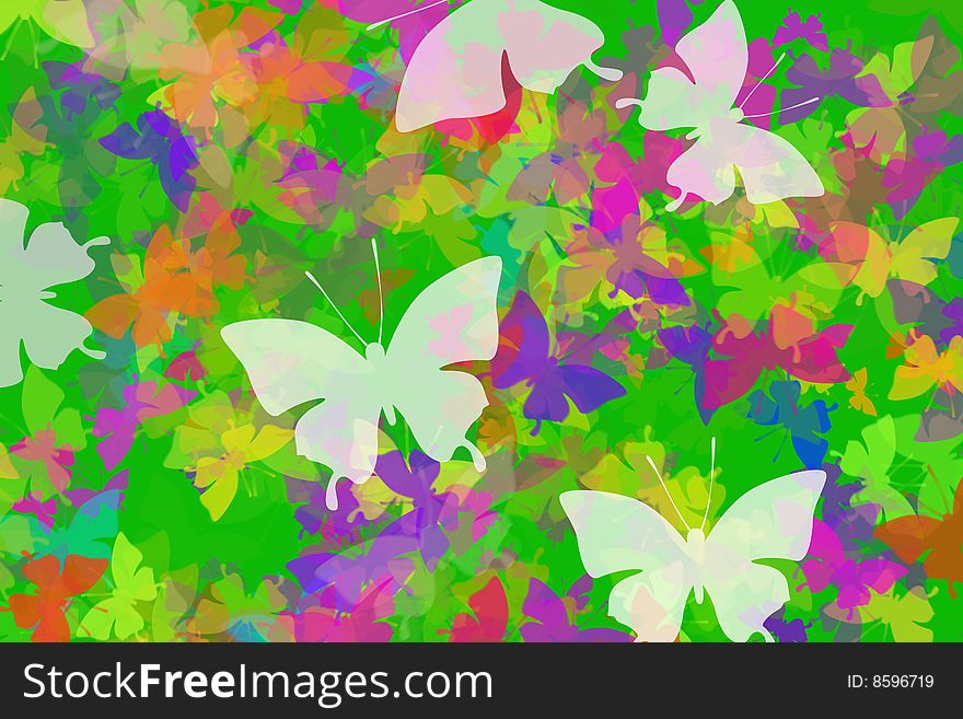 Colorful background with brith butterflies. Colorful background with brith butterflies