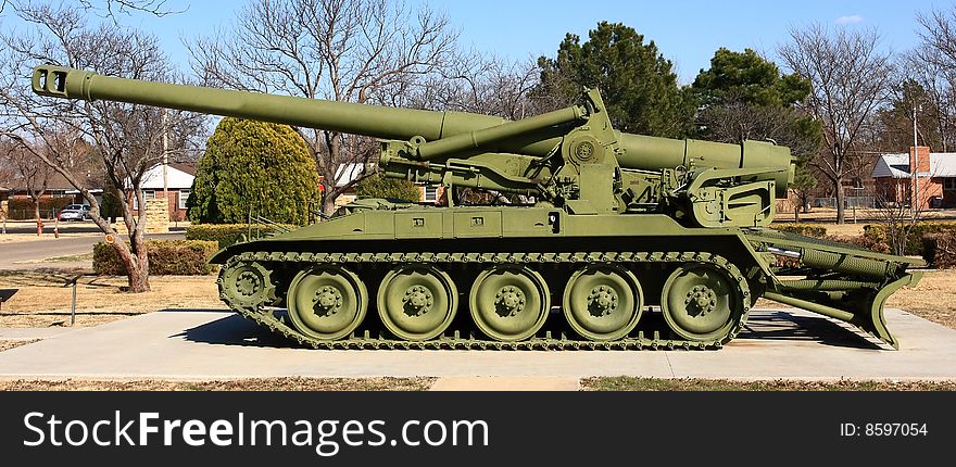 This Howitzer has been restored and sits on display in a city park in Great Bend Kansas. This Howitzer has been restored and sits on display in a city park in Great Bend Kansas.