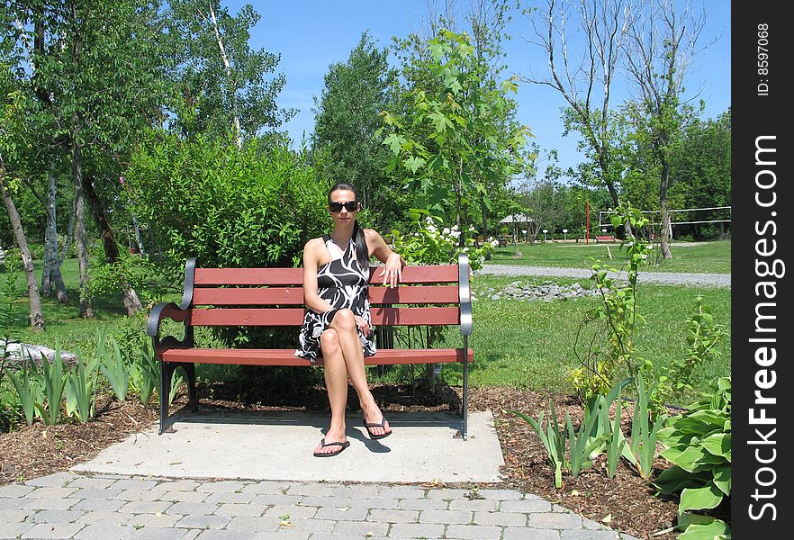 Young woman on a bench