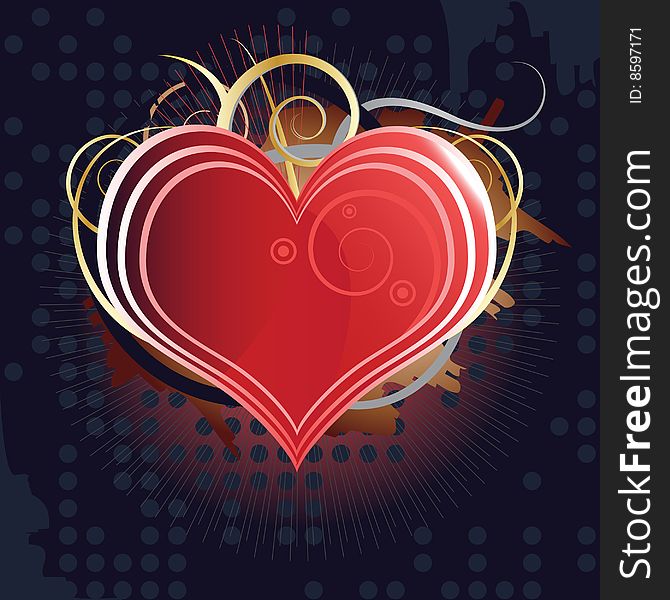 Vector creative background with heart and swirls elements. Vector creative background with heart and swirls elements