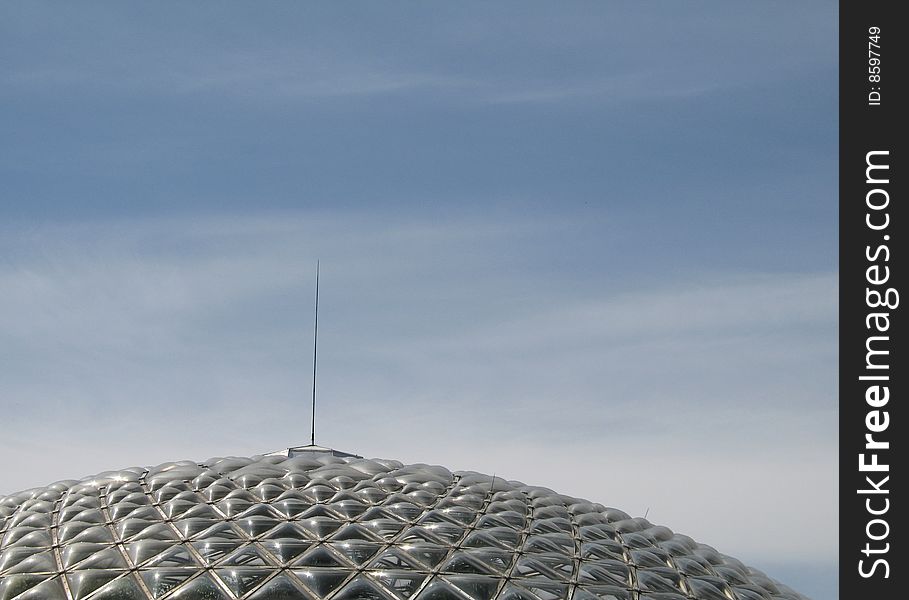 Large dome building with antenna