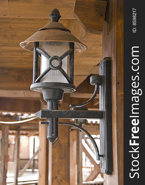 Old-fashioned electrical street lamp