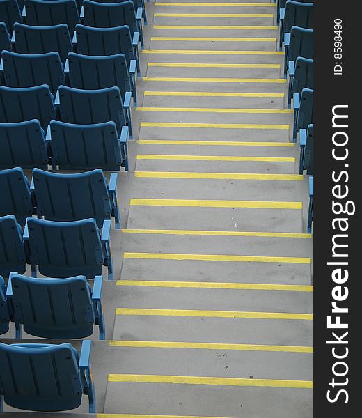 Stadium blue seats in a row