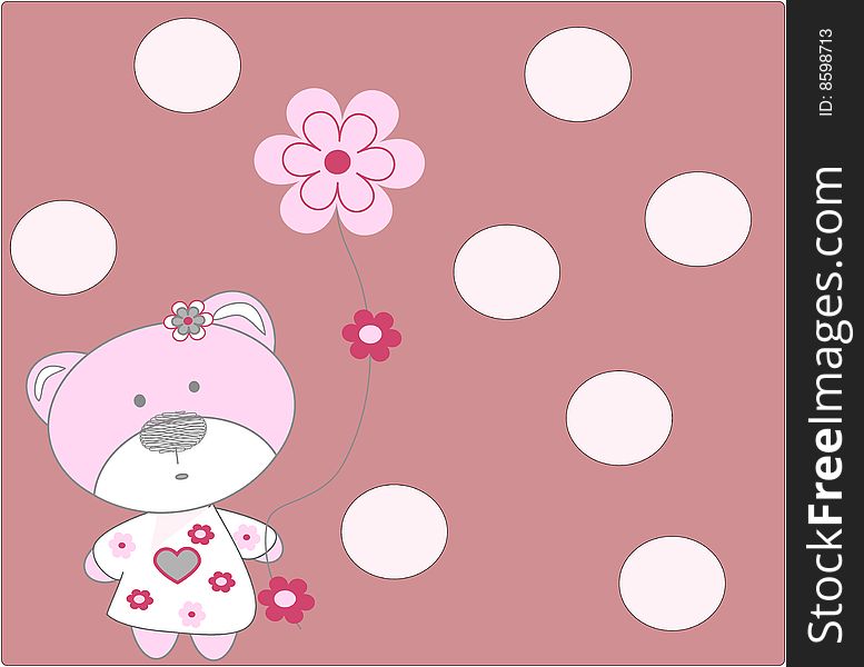 Toy bear with flowers. Vectors illustration