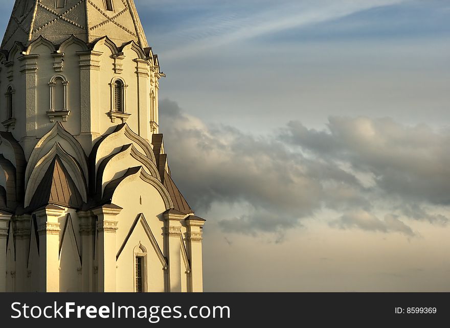 The main church in the Kolomenskoe park in Moscow, Russia. The main church in the Kolomenskoe park in Moscow, Russia