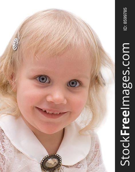 Portrait of a little girl in white dress. Portrait of a little girl in white dress