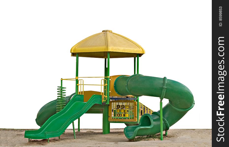 Public playground with tubes and slides