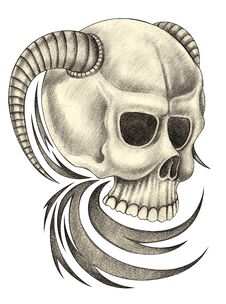 Art Devil Skull Tattoo. Royalty Free Stock Photo
