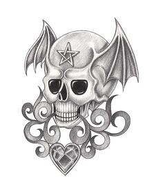Art Wings Skull Tattoo. Stock Images