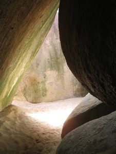 The Caves At Virgin Gorda: Crawl Space Royalty Free Stock Photo