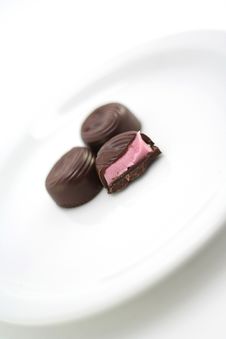Half Eaten Chocolate On A Plate 1 Stock Images