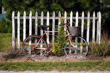 Vintage Bicycle By Fence Stock Images Vintage Bicycle By Fence Stock Images