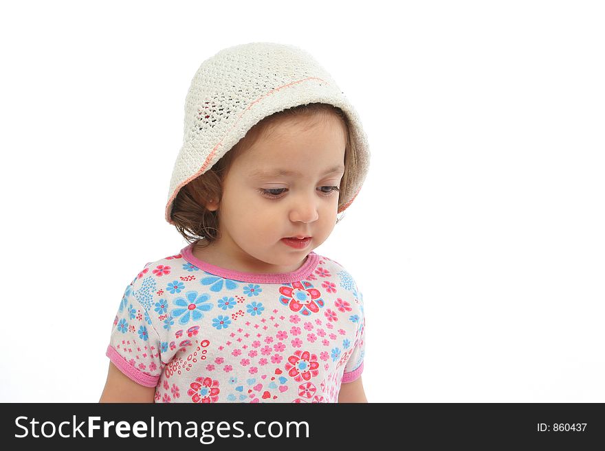 Little Girl Wearing A Hat