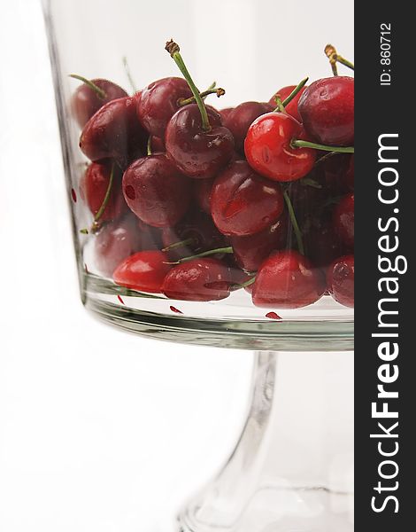 Cherries in glass bowl