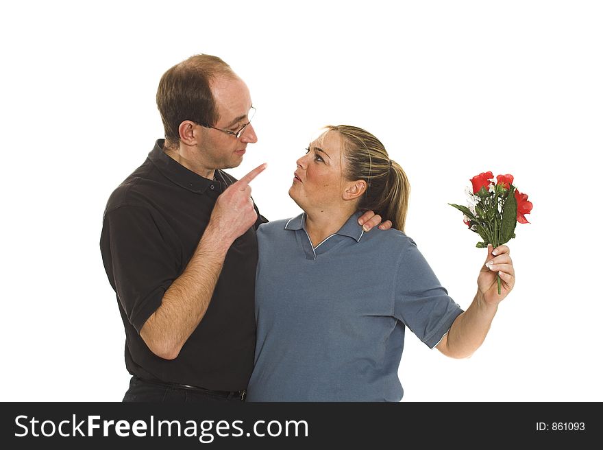 Couple playing over white background