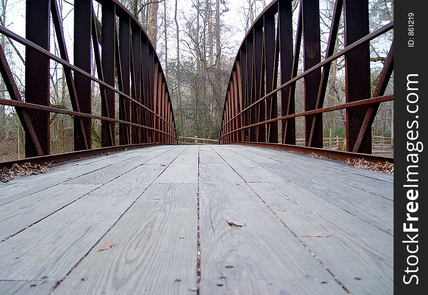 Iron bridge walkway crosses in winter chattahoochee bridge in Atlanta Ga. Iron bridge walkway crosses in winter chattahoochee bridge in Atlanta Ga