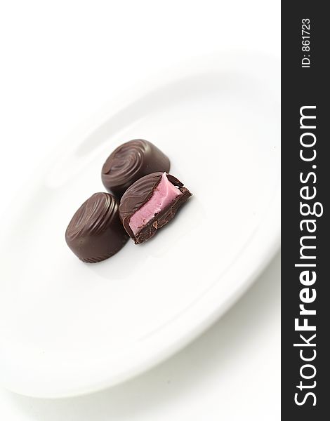 Chocolate candy on a white background. Chocolate candy on a white background
