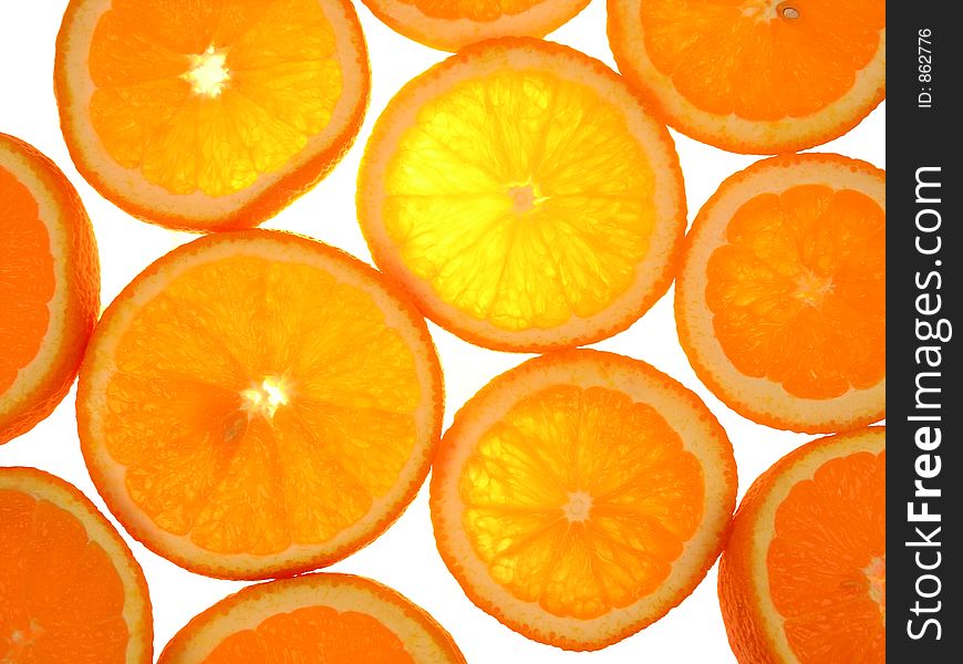 Fresh cut oranges isolated. Fresh cut oranges isolated
