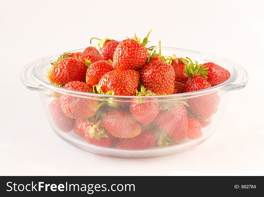 Sunny Strawberries In Transparent Bowl