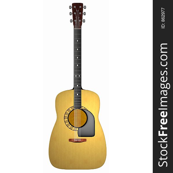 3d render of an acoustic guitar.