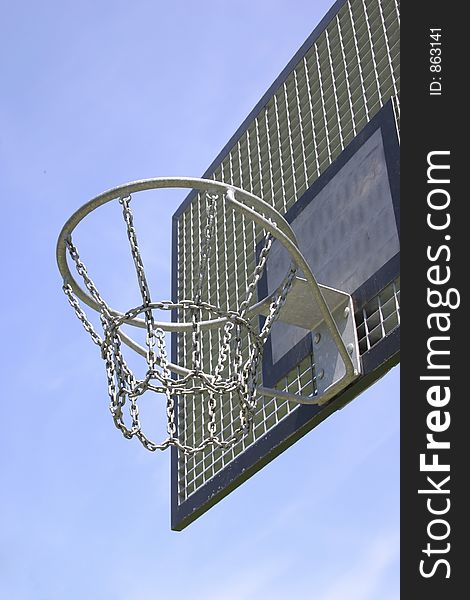 Basketball hoop on a clear day