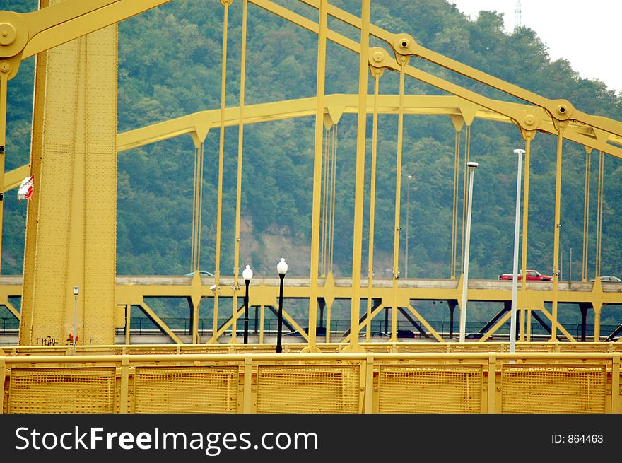 Yellow steel bridge