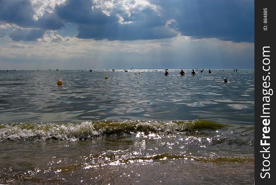 Stormy skies over mediterranean beach. Stormy skies over mediterranean beach