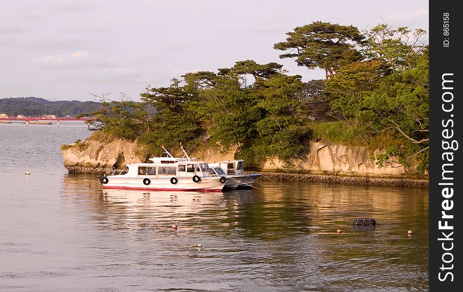 Dusk landscape with yachts at Matsushima bay,Miyagi Japan. Dusk landscape with yachts at Matsushima bay,Miyagi Japan.
