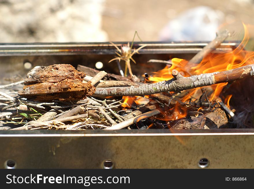 Grill box with wood. Grill box with wood