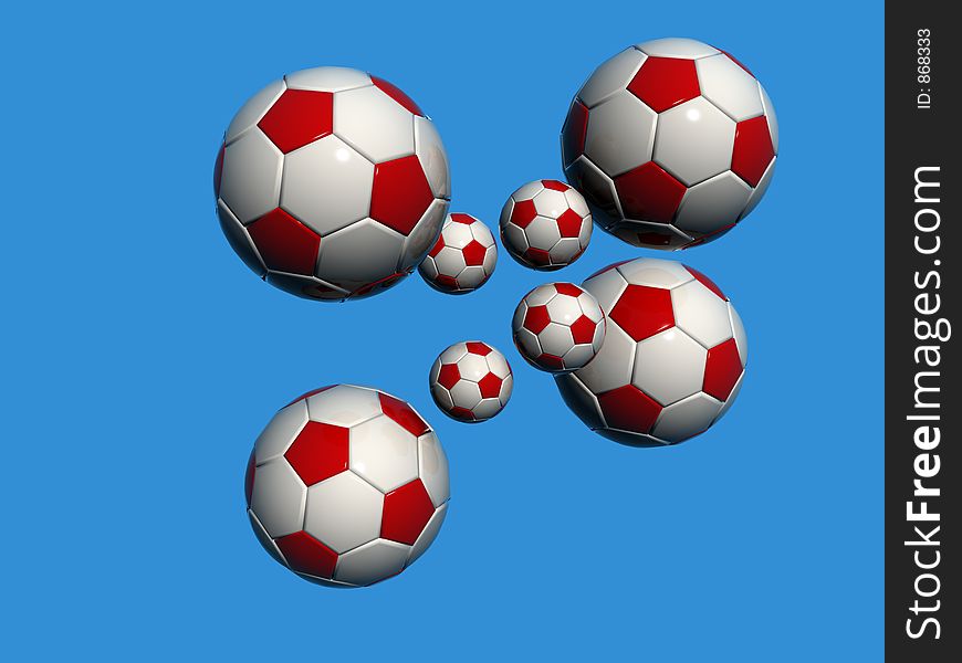 White red football balls. White red football balls